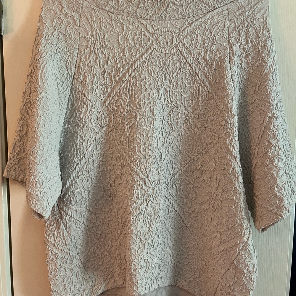 Gray Textured Design wide neck blouse.
